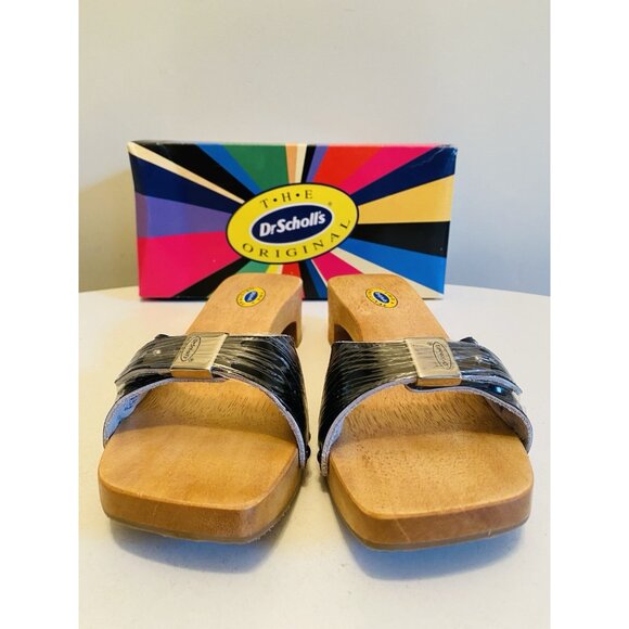 Dr Scholls Women Size 7 Exercise Clog Sandal Black Patent Leather Slide New - Picture 12 of 15